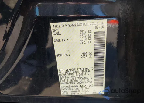 2016 Nissan Altima 2.5 S from USA, damaged, VIN 1N4AL3AP1GN342522